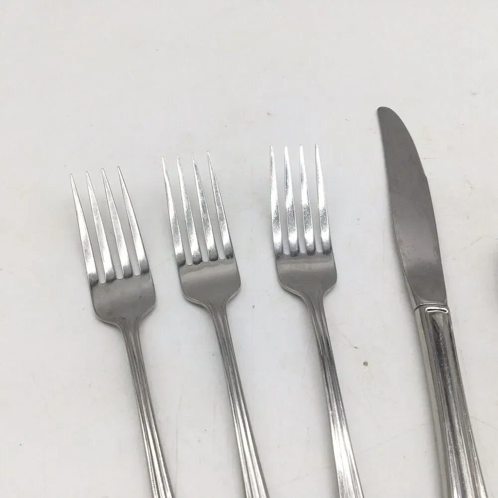Oneida USA BANCROFT Stainless Flatware Set Of 5 - Dinner Fork Knife Sugar Spoon